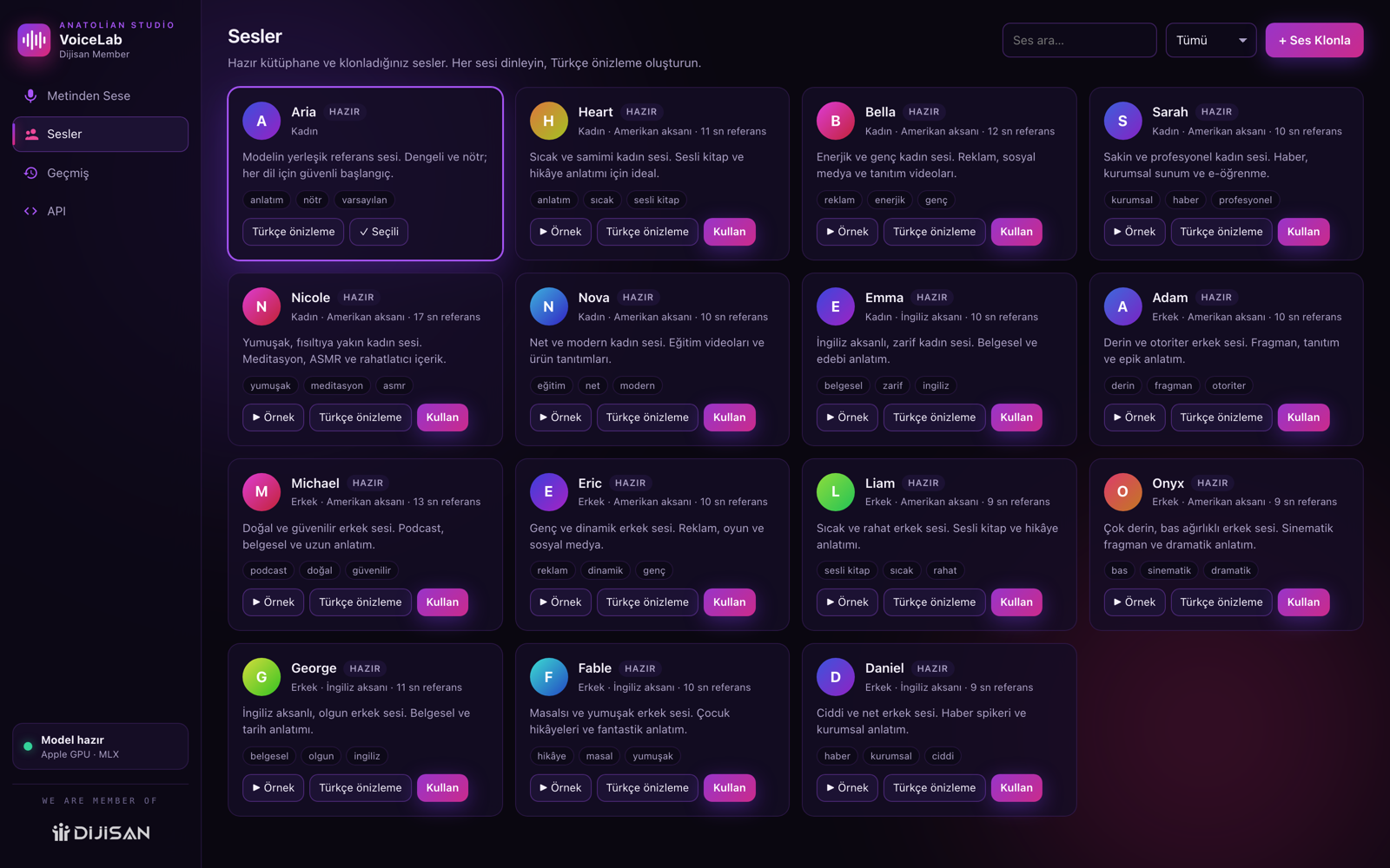 Built-in voice library